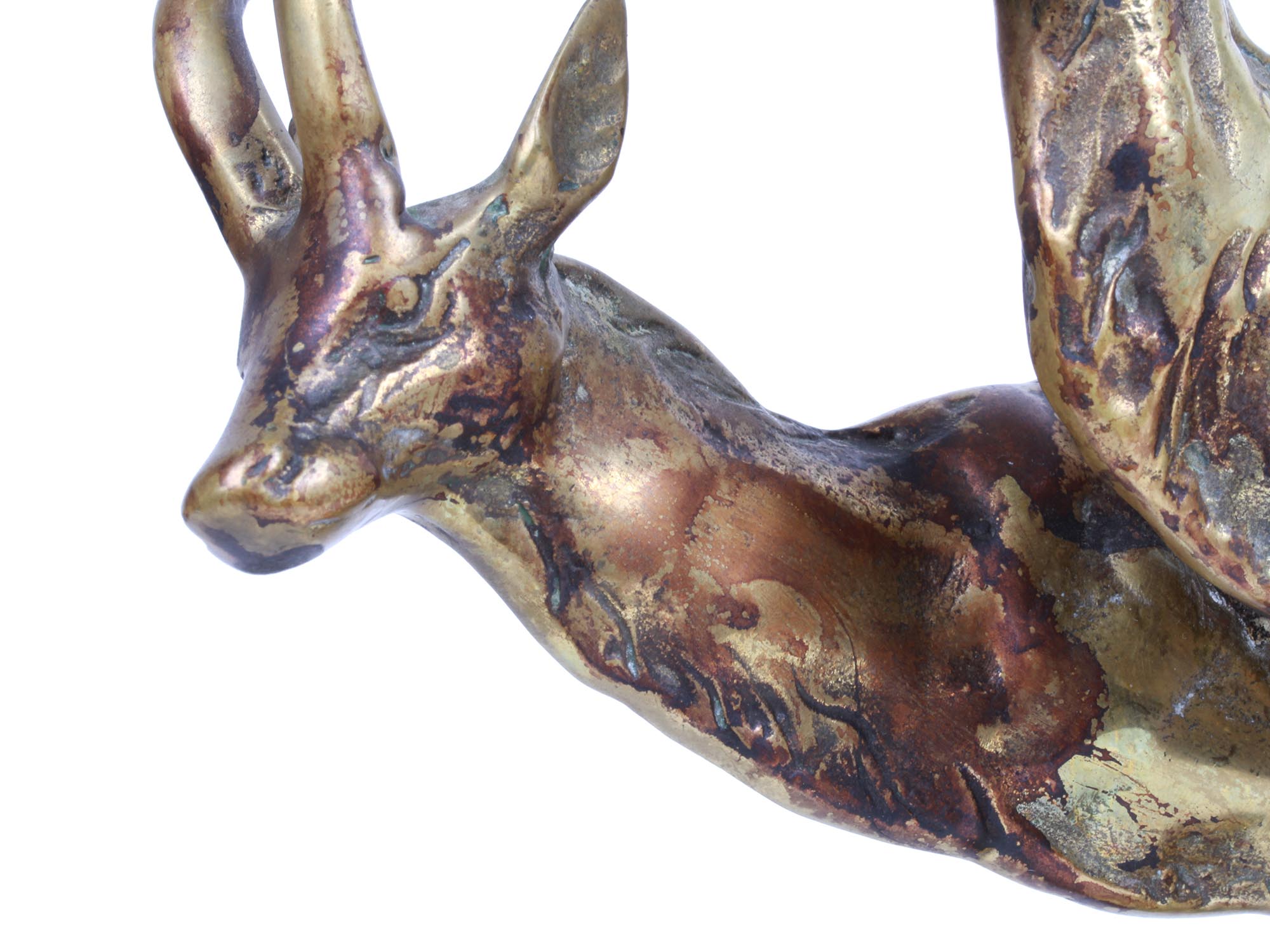 LAST WAX GILT CAST BRONZE FIGURAL GROUP OF DEER PIC-6